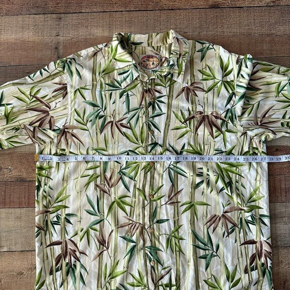 Newt at the royal men’s green bamboo Hawaiian print short sleeve button down -XL - Picture 3 of 10